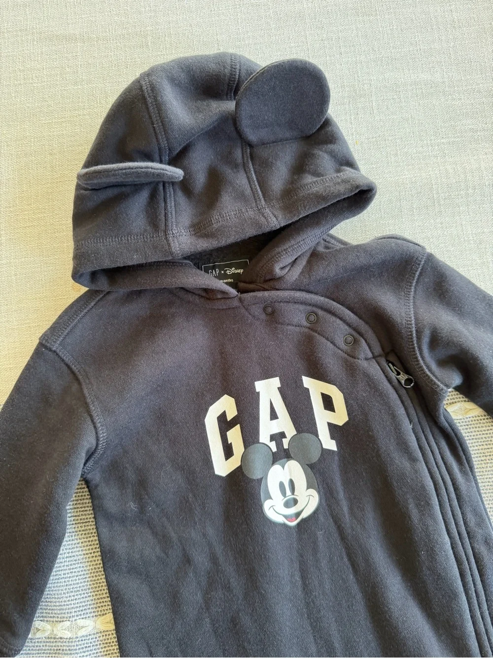 Gap x Disney Mickey Mouse Baby Hooded Onesie Size 6-12M